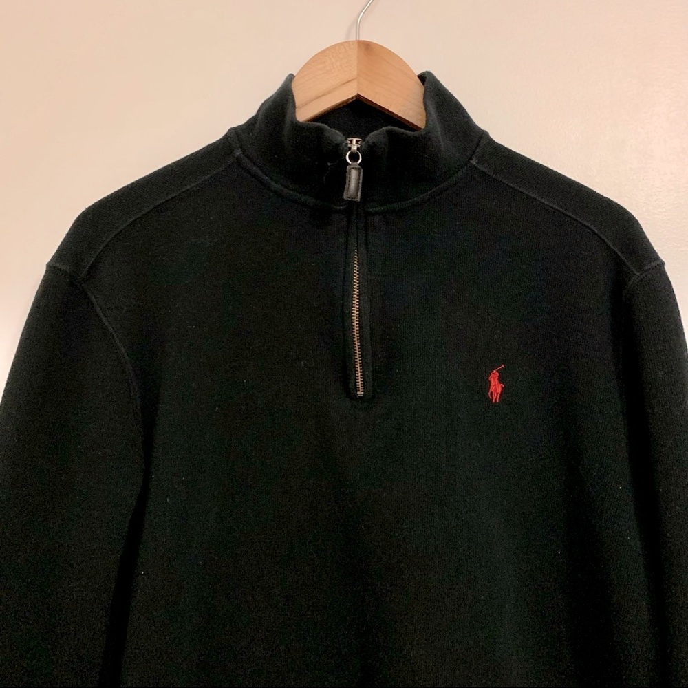 Men’s Polo Ralph Lauren Pullover Quarter Zip Large Black Excellent Condition